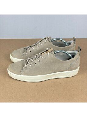 Ecco Soft 8 Leather Casual Sneakers Mens 7 Womens 10 Taupe Tan Low Top Lace Up